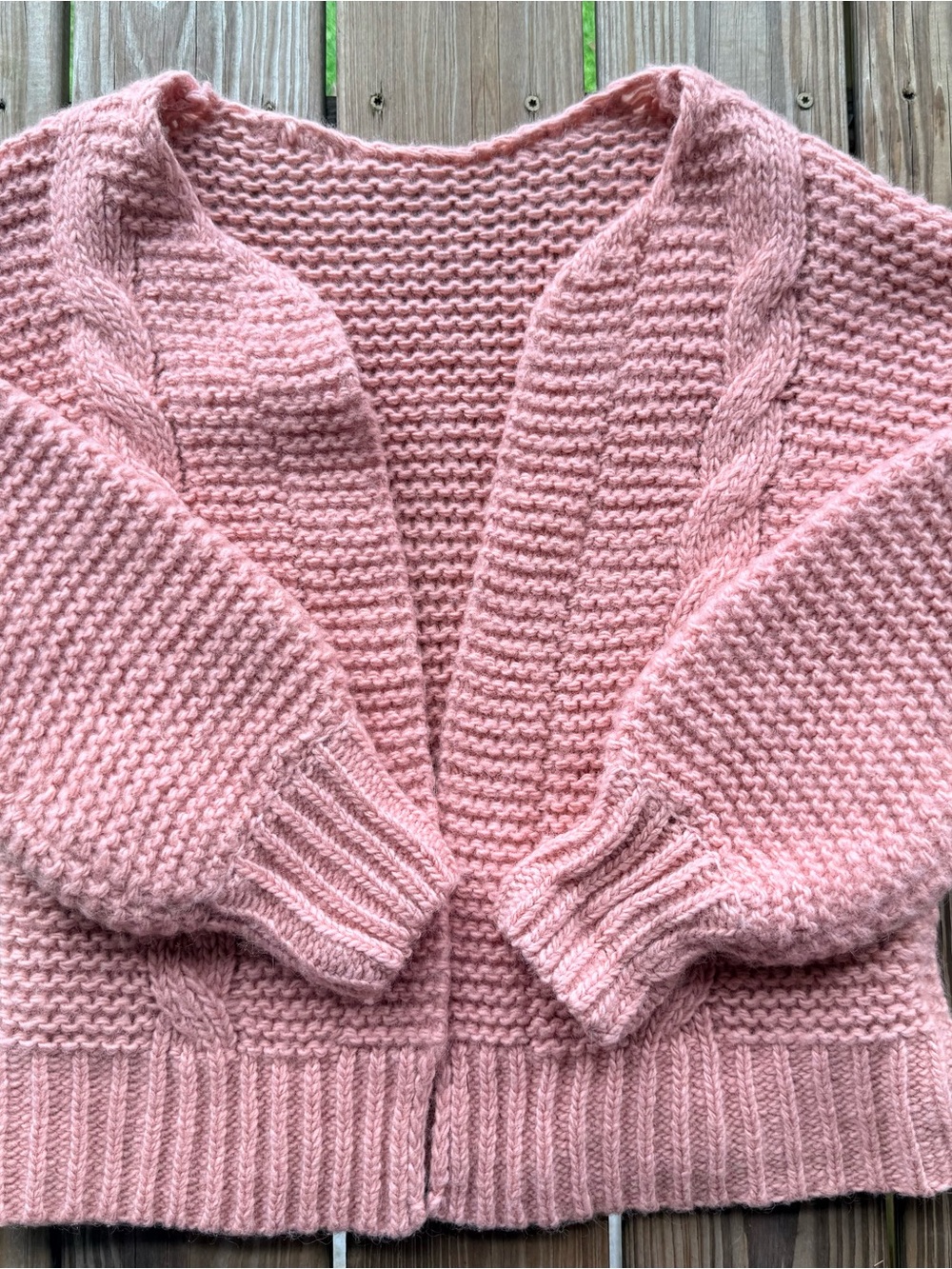 Soft Pink/Rose Chunky Knit Women's Cardigan Sweater L
